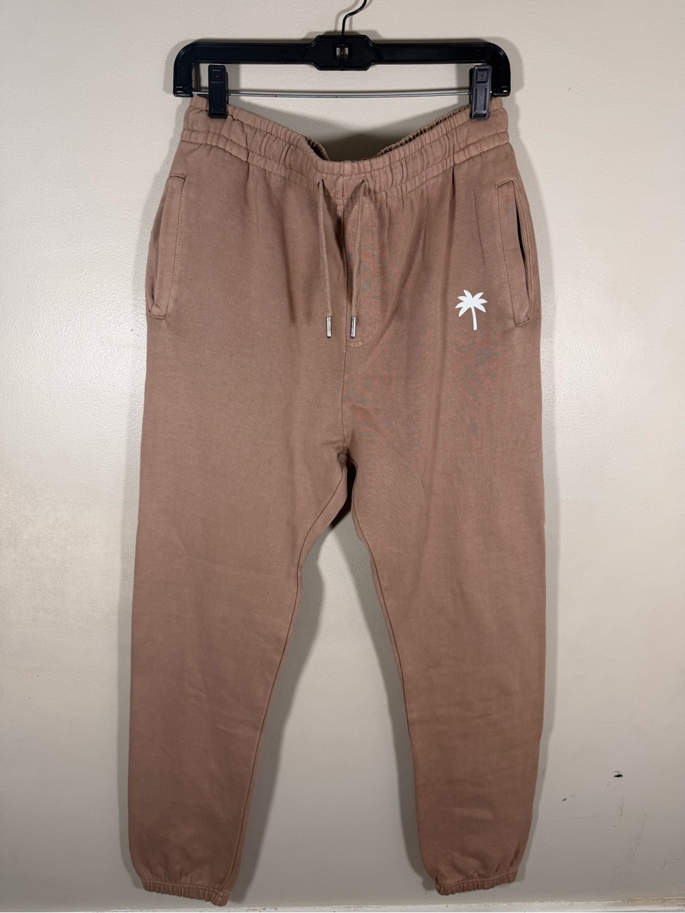 Women's Taupe Drawstring Joggers with Palm Logo